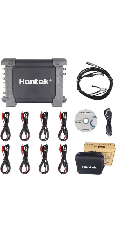 8Channel Diagnostic PC Digital Oscilloscope/DAQ/Programmable Generator 2.4MSa/s USB Bandwidth 100K Virtual Automotive Diagnostic Signal Oscilloscope Can Print,Data Storage,Waveform Record Hantek 1008C