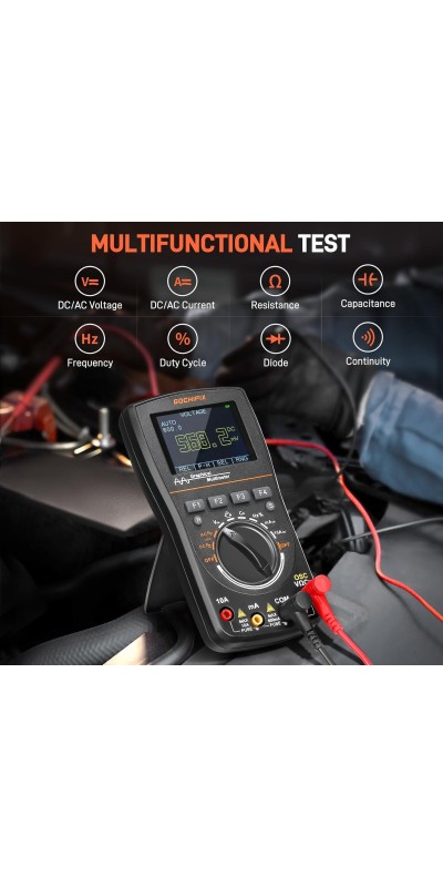Oscilloscope Multimeter, GOCHIFIX 2 in 1 Portable Digital Oscilloscope Multimeter 10Mhz Bandwidth, 50MSa/s Sampling Rate, 6000 Counts, Automotive Multimeter Oscilloscope