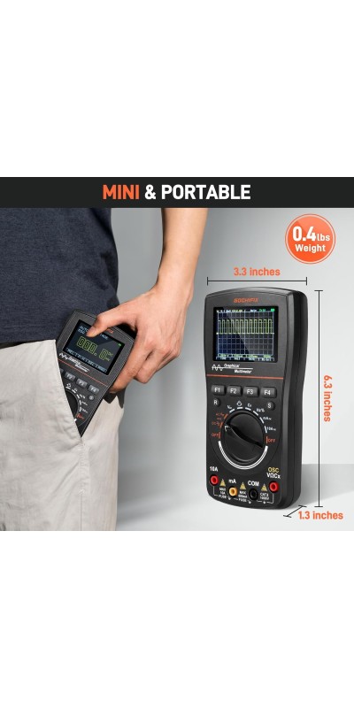 Oscilloscope Multimeter, GOCHIFIX 2 in 1 Portable Digital Oscilloscope Multimeter 10Mhz Bandwidth, 50MSa/s Sampling Rate, 6000 Counts, Automotive Multimeter Oscilloscope