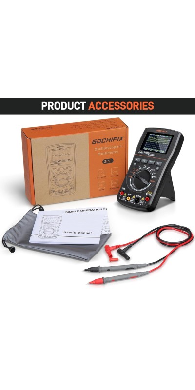 Oscilloscope Multimeter, GOCHIFIX 2 in 1 Portable Digital Oscilloscope Multimeter 10Mhz Bandwidth, 50MSa/s Sampling Rate, 6000 Counts, Automotive Multimeter Oscilloscope
