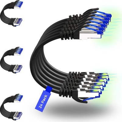 Patch Cables Cat8 1ft 24 Pack Slim, Cat8 Ethernet Patch Cable 40G Support, Snagless Cat 8 Patch Cable for Patch Panel to Switch, Flexiable Cat 8 Ethernet Cable Datacenter with Gold Plated