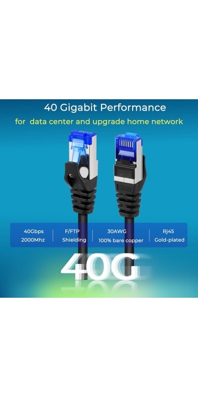 Patch Cables Cat8 1ft 24 Pack Slim, Cat8 Ethernet Patch Cable 40G Support, Snagless Cat 8 Patch Cable for Patch Panel to Switch, Flexiable Cat 8 Ethernet Cable Datacenter with Gold Plated