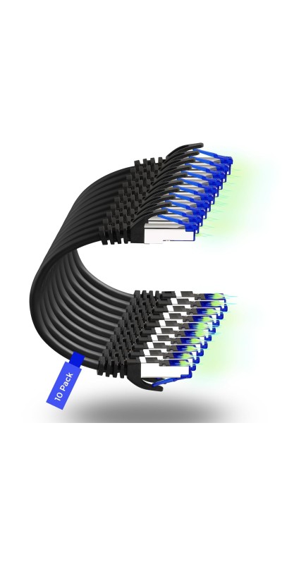 Patch Cables Cat8 1ft 24 Pack Slim, Cat8 Ethernet Patch Cable 40G Support, Snagless Cat 8 Patch Cable for Patch Panel to Switch, Flexiable Cat 8 Ethernet Cable Datacenter with Gold Plated