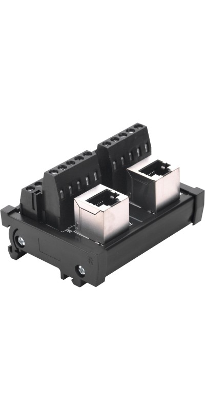 RJ45 8P8C DIN Rail Mount Ethernet Connector Distribution Breakout Board, Three Way RJ45 Vertical Jack Terminal Block Connector with 120Ohm Terminal Resistor
