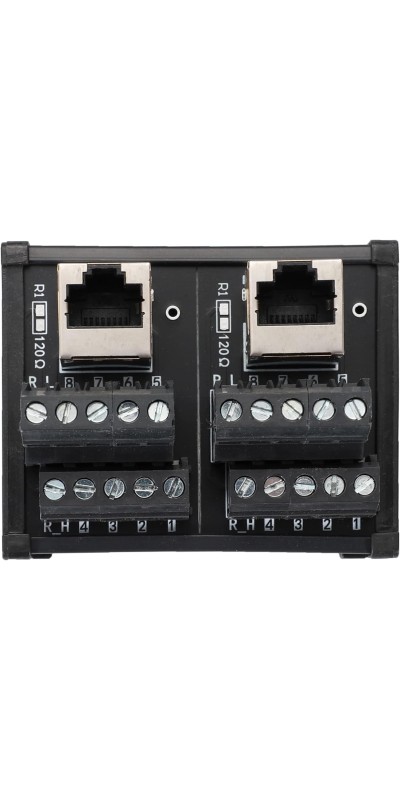 RJ45 8P8C DIN Rail Mount Ethernet Connector Distribution Breakout Board, Three Way RJ45 Vertical Jack Terminal Block Connector with 120Ohm Terminal Resistor
