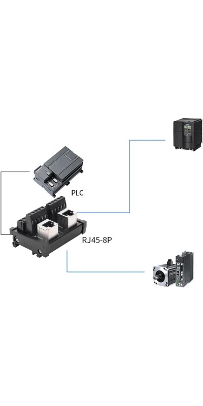 RJ45 8P8C DIN Rail Mount Ethernet Connector Distribution Breakout Board, Three Way RJ45 Vertical Jack Terminal Block Connector with 120Ohm Terminal Resistor