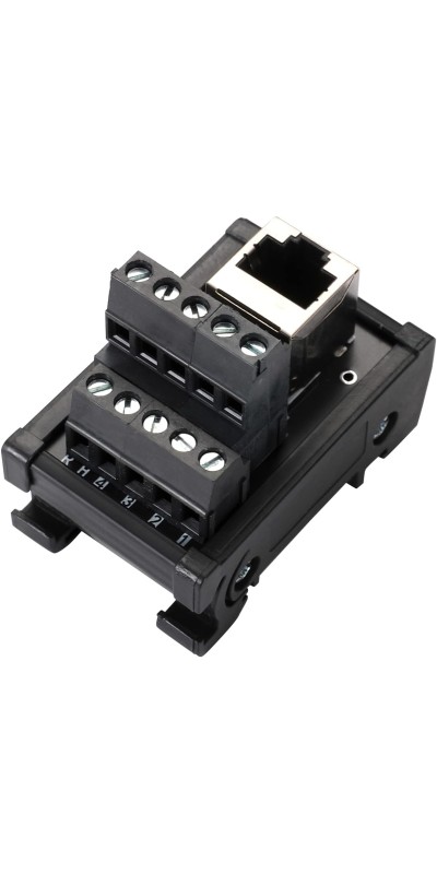 RJ45 8P8C DIN Rail Mount Ethernet Connector Distribution Breakout Board, Three Way RJ45 Vertical Jack Terminal Block Connector with 120Ohm Terminal Resistor