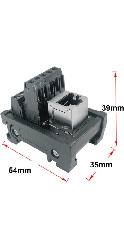 RJ45 8P8C DIN Rail Mount Ethernet Connector Distribution Breakout Board, Three Way RJ45 Vertical Jack Terminal Block Connector with 120Ohm Terminal Resistor
