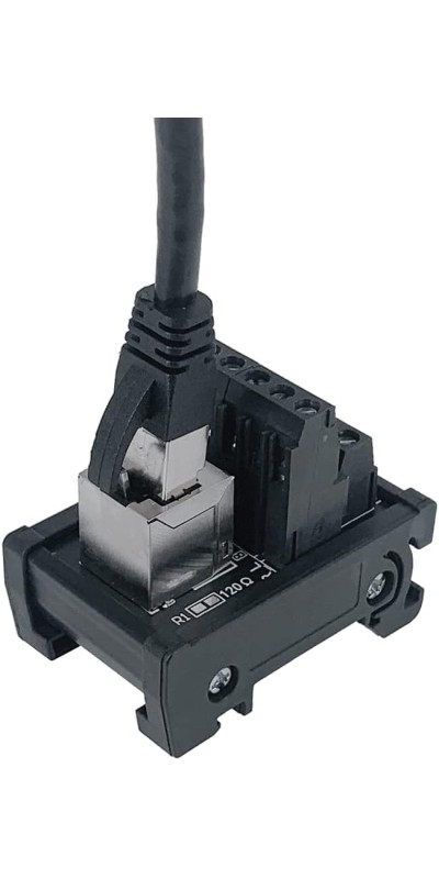 RJ45 8P8C DIN Rail Mount Ethernet Connector Distribution Breakout Board, Three Way RJ45 Vertical Jack Terminal Block Connector with 120Ohm Terminal Resistor