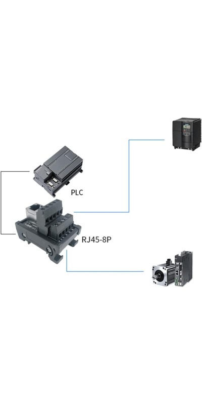 RJ45 8P8C DIN Rail Mount Ethernet Connector Distribution Breakout Board, Three Way RJ45 Vertical Jack Terminal Block Connector with 120Ohm Terminal Resistor