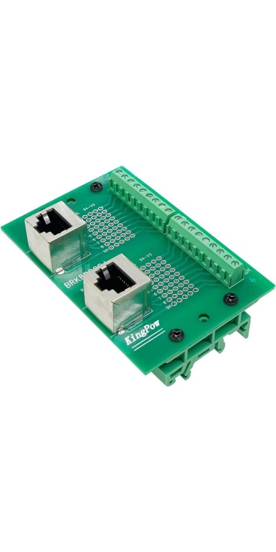 RJ45 8P8C DIN Rail Mount Ethernet Connector Distribution Breakout Board, Three Way RJ45 Vertical Jack Terminal Block Connector with 120Ohm Terminal Resistor