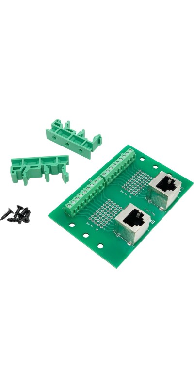 RJ45 8P8C DIN Rail Mount Ethernet Connector Distribution Breakout Board, Three Way RJ45 Vertical Jack Terminal Block Connector with 120Ohm Terminal Resistor