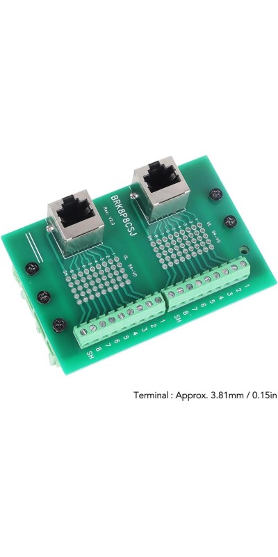 RJ45 8P8C DIN Rail Mount Ethernet Connector Distribution Breakout Board, Three Way RJ45 Vertical Jack Terminal Block Connector with 120Ohm Terminal Resistor