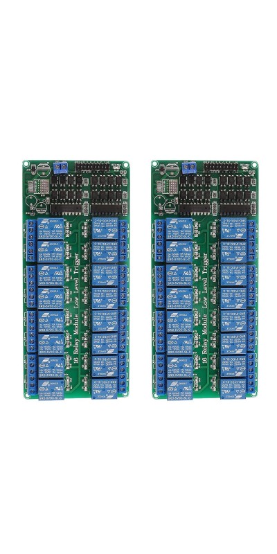 5V 16-Channel Relay Interface Board Module Optocoupler LED LM2576 Power for Arduino DIY Kit PiC ARM AVR (2pcs)