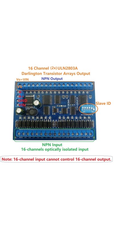 DC 12V 24V 16 Input 16 Output RS485 Remote Control Switch PLC IO Expansion Board 03 06 16 Modbus RTU Module (no Shell)