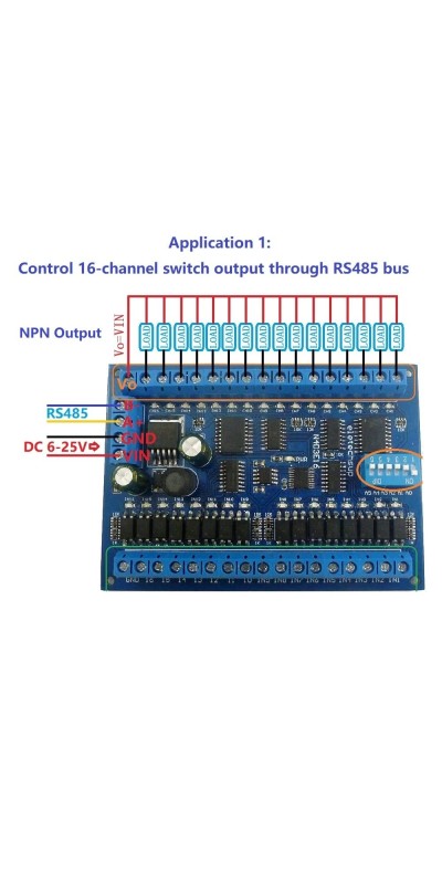 DC 12V 24V 16 Input 16 Output RS485 Remote Control Switch PLC IO Expansion Board 03 06 16 Modbus RTU Module (no Shell)