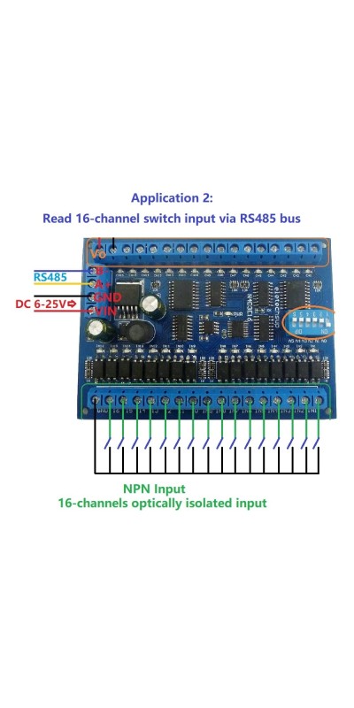 DC 12V 24V 16 Input 16 Output RS485 Remote Control Switch PLC IO Expansion Board 03 06 16 Modbus RTU Module (no Shell)