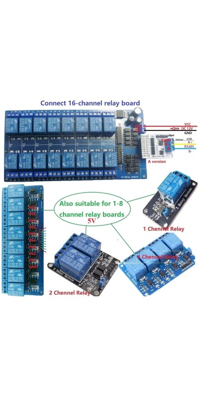 2X 16ch Multifunction RS485 RS232(TTL) PLC Modbus Rtu Module IO Control Switch Board for 5V 12V 24V Relay Board Motor LED(Core Board A)