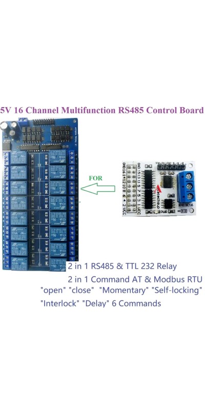 2X 16ch Multifunction RS485 RS232(TTL) PLC Modbus Rtu Module IO Control Switch Board for 5V 12V 24V Relay Board Motor LED(Core Board A)