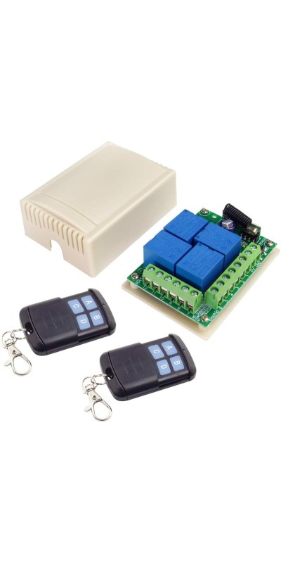 QIACHIP Universal 12V 4CH Wireless Relay Remote Module Switch RF 433Mhz with Remote Control Key Fob 2 Transmitters 1 Receiver for Light Garage Door Electric Gate,Momentary Toggle Latched(KR1204)