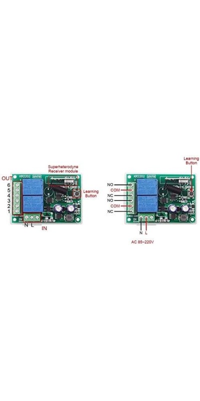 QIACHIP Universal 12V 4CH Wireless Relay Remote Module Switch RF 433Mhz with Remote Control Key Fob 2 Transmitters 1 Receiver for Light Garage Door Electric Gate,Momentary Toggle Latched(KR1204)
