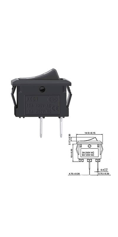 5pcs Rocker Switch, Circuit Switch 2 Pin Snap-in On/Off Position Snap Boat Rocker Switch 12V/110V/250V OT8G