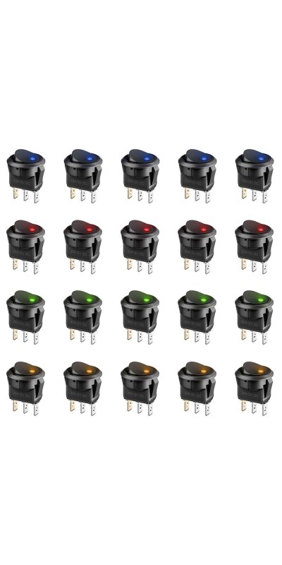 5pcs Rocker Switch, Circuit Switch 2 Pin Snap-in On/Off Position Snap Boat Rocker Switch 12V/110V/250V OT8G
