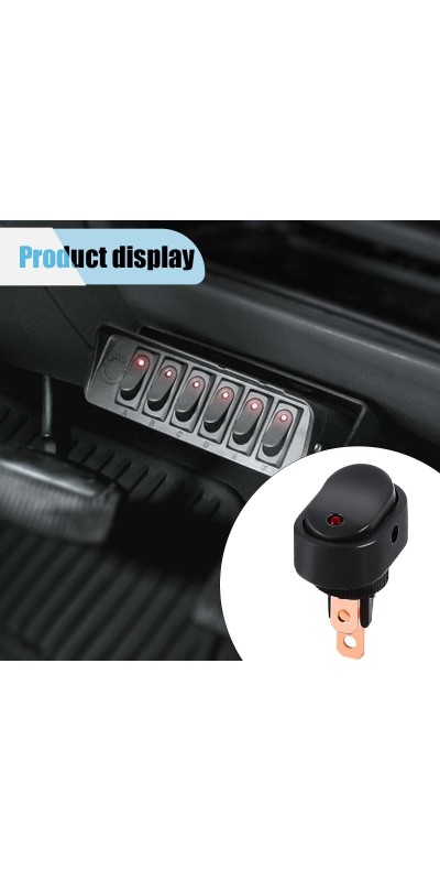 5PCS 12V Oval Shaped Rocker Switch, Weatherproof LED Rocker Toggle Switch, 12mm Hole LED Lighted Illuminated ON Off, 30A SPST 3 Pin Switch for Car Truck RV Marine Boat (Red)