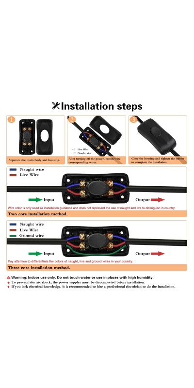5 Pcs Inline Switch, Cord Appliance Black Switch, Button ON Off for Lamp, Rated 2A 250V, Replacement Repair for Control LED Electrical Line Extension Cable Wire Plug Desk Table Light Wiring