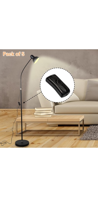 5 Pcs Inline Switch, Cord Appliance Black Switch, Button ON Off for Lamp, Rated 2A 250V, Replacement Repair for Control LED Electrical Line Extension Cable Wire Plug Desk Table Light Wiring