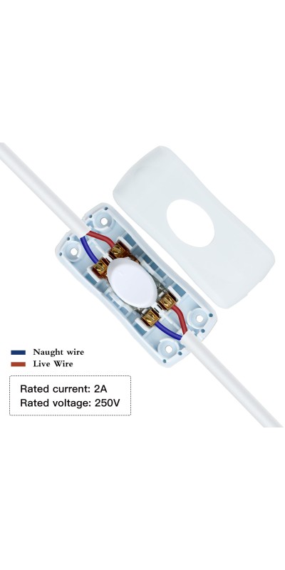 5 Pcs Inline Switch, Cord Appliance Black Switch, Button ON Off for Lamp, Rated 2A 250V, Replacement Repair for Control LED Electrical Line Extension Cable Wire Plug Desk Table Light Wiring