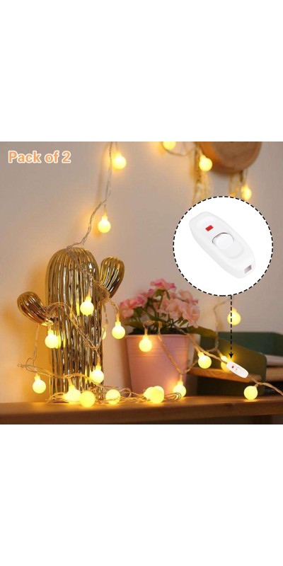 5 Pcs Inline Switch, Cord Appliance Black Switch, Button ON Off for Lamp, Rated 2A 250V, Replacement Repair for Control LED Electrical Line Extension Cable Wire Plug Desk Table Light Wiring