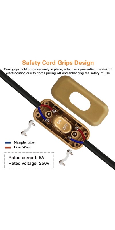 Inline Switch 2 Pcs, Clear Lamp Cord Button in Line Switch, Rated 6A 250V ON Off Electrical Wire Appliance Rocker Switches, Repair Replacement Control Power Cable Plug Desk Table Light Parts