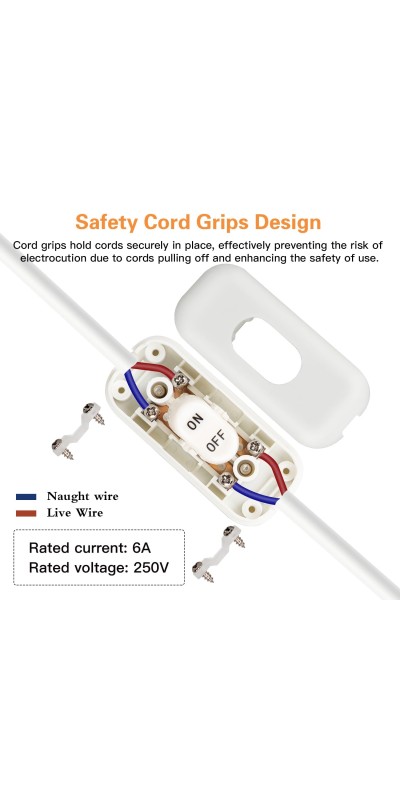 Inline Switch 2 Pcs, Clear Lamp Cord Button in Line Switch, Rated 6A 250V ON Off Electrical Wire Appliance Rocker Switches, Repair Replacement Control Power Cable Plug Desk Table Light Parts