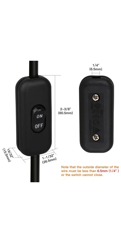 Inline Switch 2 Pcs, Clear Lamp Cord Button in Line Switch, Rated 6A 250V ON Off Electrical Wire Appliance Rocker Switches, Repair Replacement Control Power Cable Plug Desk Table Light Parts