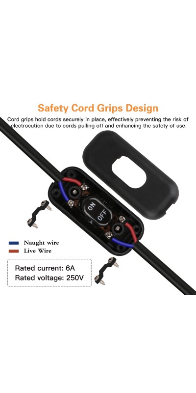 Inline Switch 2 Pcs, Clear Lamp Cord Button in Line Switch, Rated 6A 250V ON Off Electrical Wire Appliance Rocker Switches, Repair Replacement Control Power Cable Plug Desk Table Light Parts