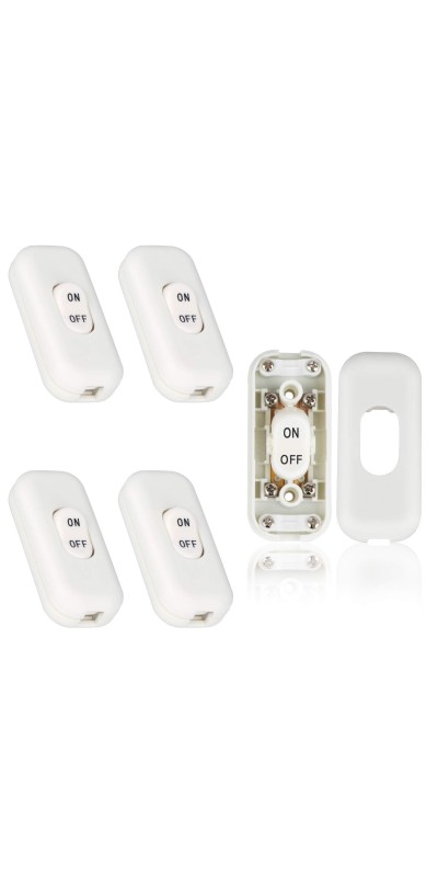 Inline Switch 2 Pcs, Clear Lamp Cord Button in Line Switch, Rated 6A 250V ON Off Electrical Wire Appliance Rocker Switches, Repair Replacement Control Power Cable Plug Desk Table Light Parts