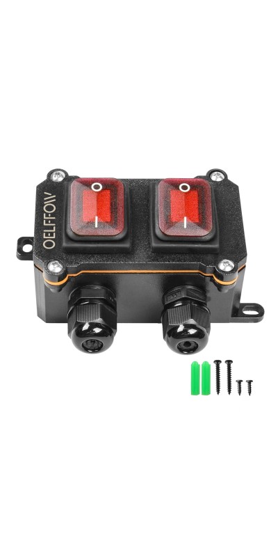 Waterproof On Off Toggle Switch Double Switch/Outlet with Red Light Rocker Button Inline Cord Switch DPST AC/DC 20A-125V,16A-250V,30A-24V,35A-12V, IP66