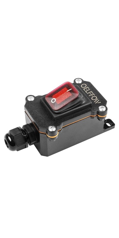 Waterproof On Off Toggle Switch Double Switch/Outlet with Red Light Rocker Button Inline Cord Switch DPST AC/DC 20A-125V,16A-250V,30A-24V,35A-12V, IP66