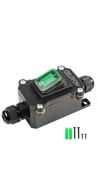 Waterproof On Off Toggle Switch Double Switch/Outlet with Red Light Rocker Button Inline Cord Switch DPST AC/DC 20A-125V,16A-250V,30A-24V,35A-12V, IP66