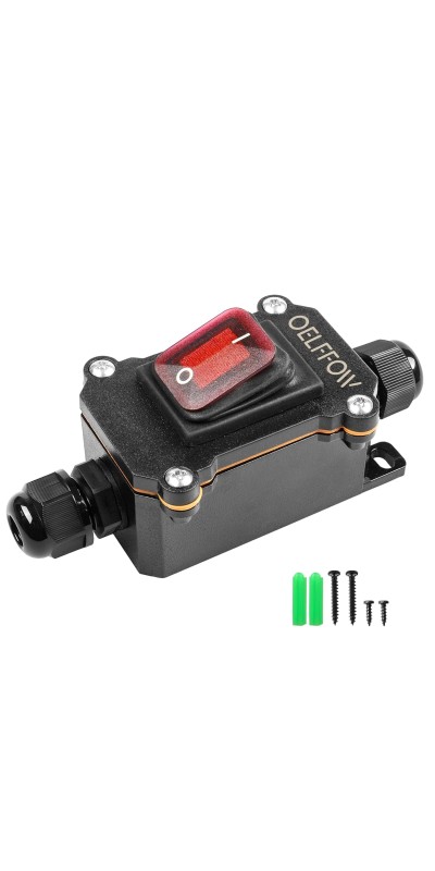 Waterproof On Off Toggle Switch Double Switch/Outlet with Red Light Rocker Button Inline Cord Switch DPST AC/DC 20A-125V,16A-250V,30A-24V,35A-12V, IP66