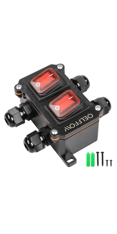 Waterproof On Off Toggle Switch Double Switch/Outlet with Red Light Rocker Button Inline Cord Switch DPST AC/DC 20A-125V,16A-250V,30A-24V,35A-12V, IP66