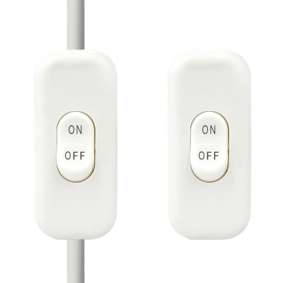 Inline Cord Switch, XGJUCE Lamp Control Appliance Switch Rocker, AC 250V 6A On Off Button Switch, Control Cord Cable Switch, for Appliance Bedroom Table Lamp Desk LED Lights Parts (2 Pcs, White)