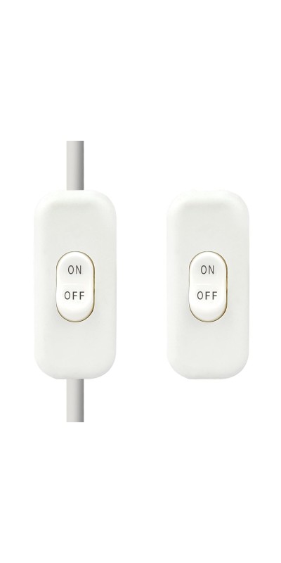 Inline Cord Switch, XGJUCE Lamp Control Appliance Switch Rocker, AC 250V 6A On Off Button Switch, Control Cord Cable Switch, for Appliance Bedroom Table Lamp Desk LED Lights Parts (2 Pcs, White)