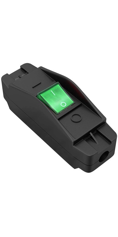 Inline On/Off Cord Switch, 30A AC125V/250V Large Current Heavy Duty Appliance Rocker Light Switch for High Power Lamp or Equipment, Green Led