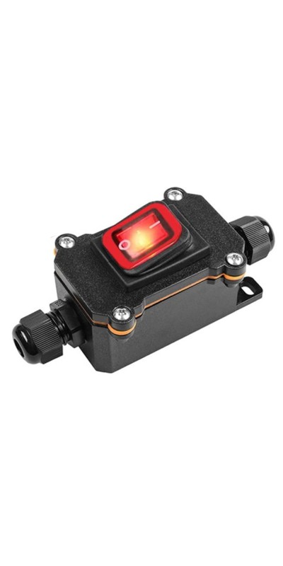 Waterproof Inline Cord Switch,DPST AC 20A-125V,16A-250V On Off Toggle Switch with Red Light Rocker Button Switch,Outdoor Start Stop Switch,Two Side Entry and Exit Line