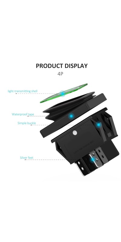 2Pcs AC 16A/250V 20A/125V 2 Position ON/Off Waterproof Boat Rocker Switch with Green Indicator Light