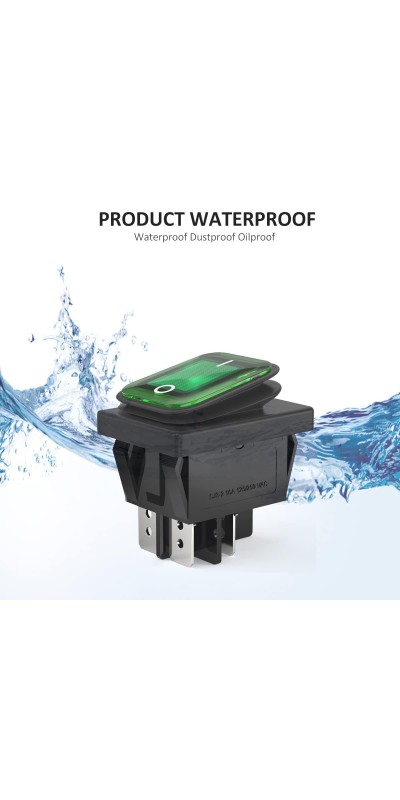 2Pcs AC 16A/250V 20A/125V 2 Position ON/Off Waterproof Boat Rocker Switch with Green Indicator Light
