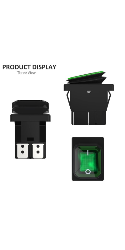2Pcs AC 16A/250V 20A/125V 2 Position ON/Off Waterproof Boat Rocker Switch with Green Indicator Light