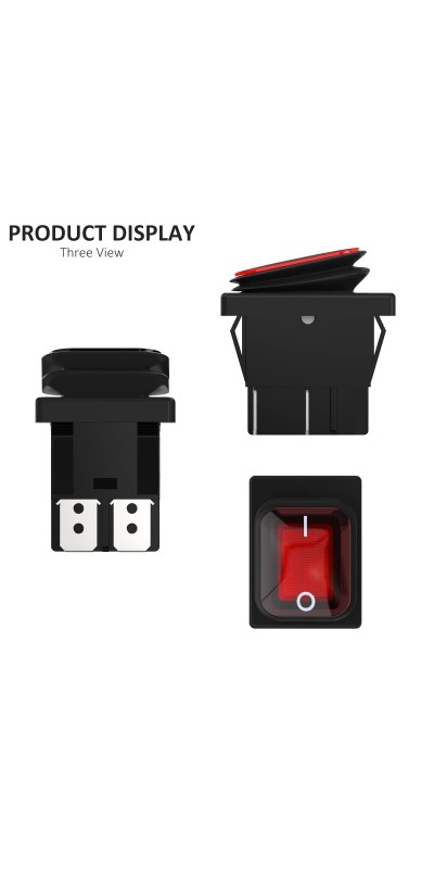 2Pcs AC 16A/250V 20A/125V 2 Position ON/Off Waterproof Boat Rocker Switch with Green Indicator Light